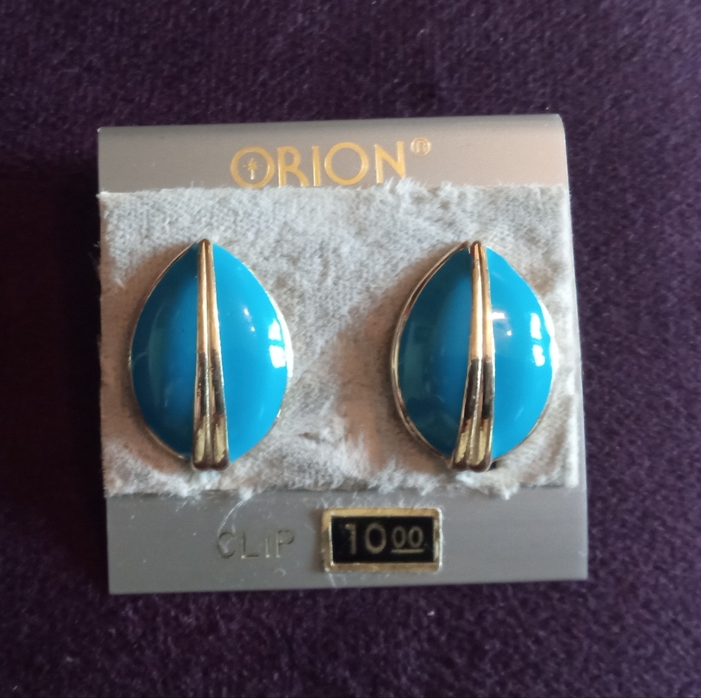 Blue and Gold Turquoise Statement Earrings